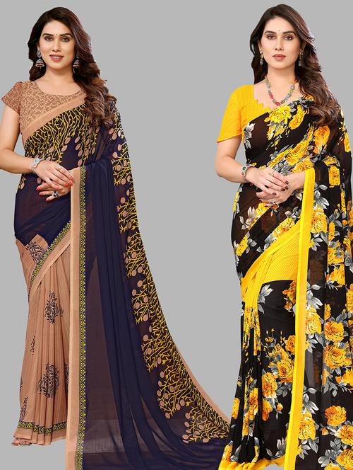 pack of 2 casual wear combo sarees with blouse - 21441013 - Very Small Image - 1