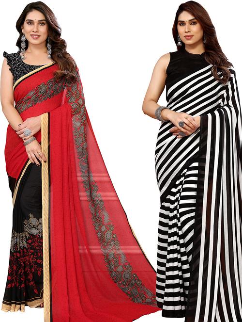 women pack of 2 casual wear sarees with blouse - 21441017 - Very Small Image - 1