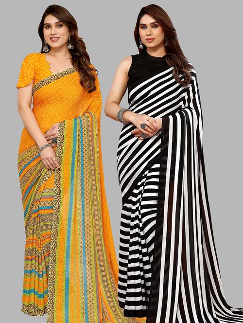 women pack of 2 printed casual sarees with blouse - 21441020 - Very Small Image - 1