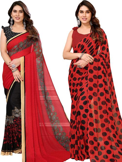 pack of 2 casual wear combo sarees with blouse - 21441038 - Very Small Image - 1