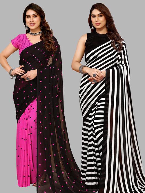 women pack of 2 printed casual sarees with blouse - 21441043 - Very Small Image - 1