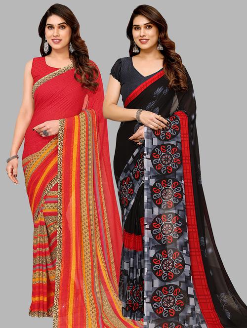 pack of 2 printed sarees - 21441045 - Very Small Image - 1