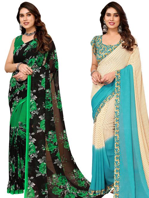 pack of 2 printed sarees - 21441058 - Very Small Image - 1