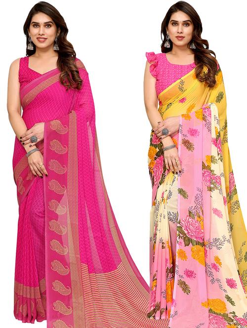 women pack of 2 casual wear sarees with blouse - 21441059 - Very Small Image - 1