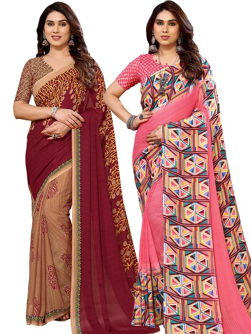 pack of 2 printed sarees - 21441068 - Very Small Image - 1