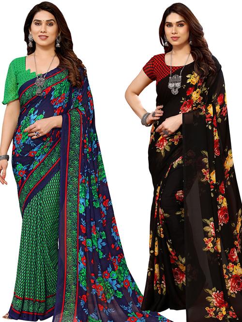 pack of 2 printed casual wear sarees - 21441071 - Very Small Image - 1
