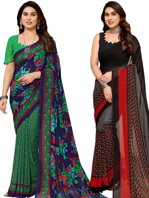 pack of 2 printed casual wear sarees - 21441072 - Very Small Image - 1