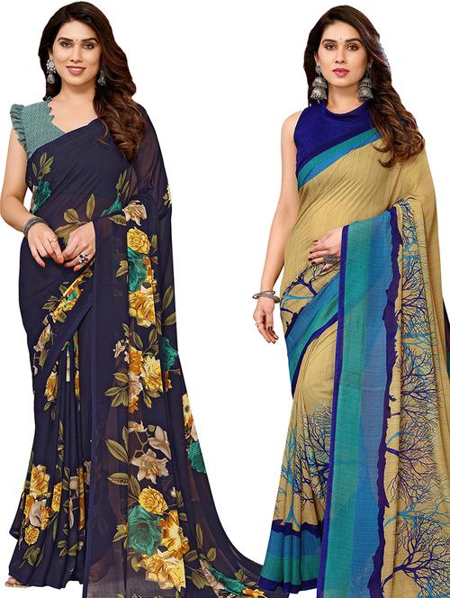 pack of 2 printed sarees - 21441073 - Very Small Image - 1