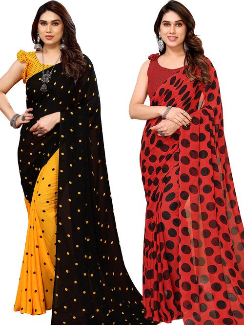 women pack of 2 casual wear sarees with blouse - 21441080 - Very Small Image - 1
