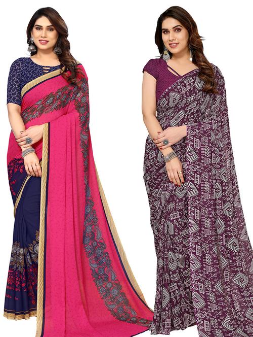 pack of 2 printed casual wear sarees - 21441086 - Very Small Image - 1