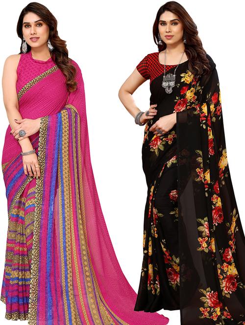 pack of 2 casual wear combo sarees with blouse - 21441088 - Very Small Image - 1