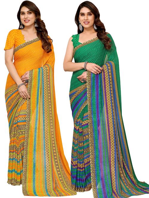 pack of 2 printed casual wear sarees - 21441090 - Very Small Image - 1