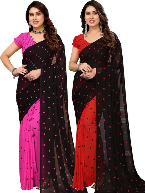 pack of 2 printed casual wear saree with blouse - 21441097 - Very Small Image - 1