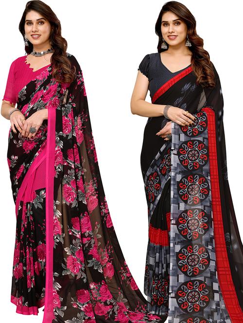 pack of 2 printed casual wear sarees - 21441098 - Very Small Image - 1