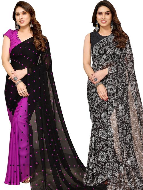 pack of 2 casual wear combo sarees with blouse - 21441120 - Very Small Image - 1
