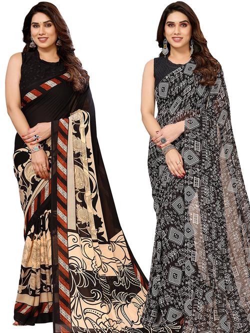 women pack of 2 casual wear sarees with blouse - 21441121 - Very Small Image - 1