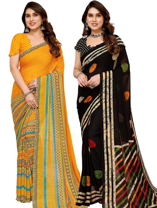 pack of 2 printed casual wear sarees - 21441122 - Very Small Image - 1