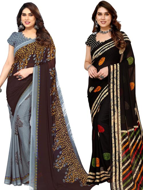 pack of 2 printed casual wear saree with blouse - 21441125 - Very Small Image - 1