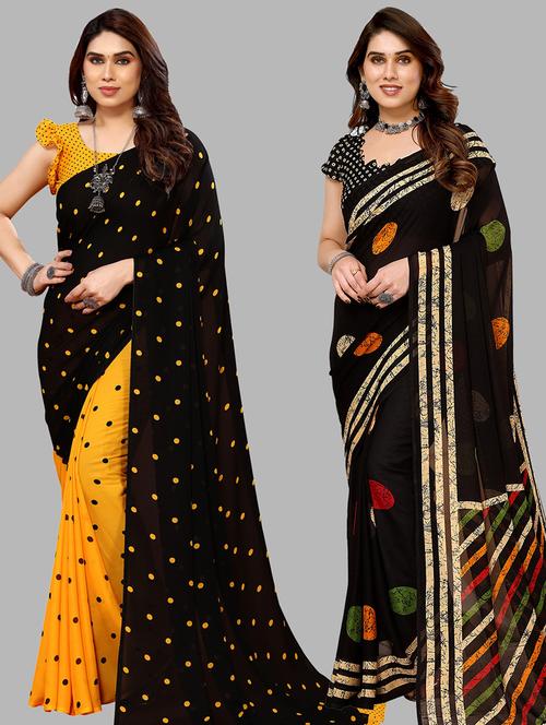pack of 2 printed casual wear sarees - 21441129 - Very Small Image - 1