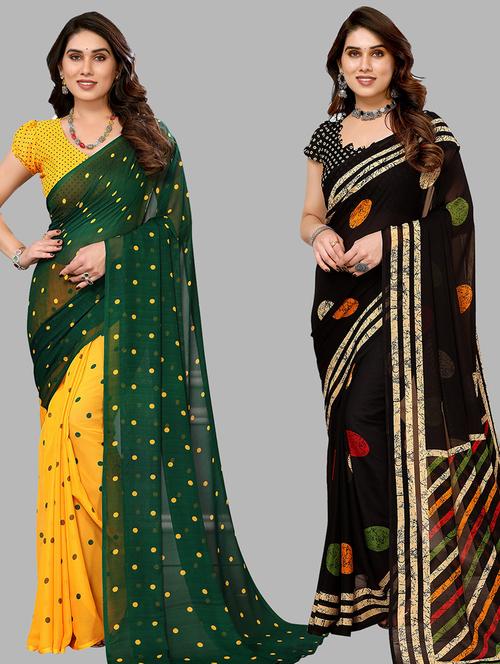 pack of 2 printed casual wear saree with blouse - 21441131 - Very Small Image - 1