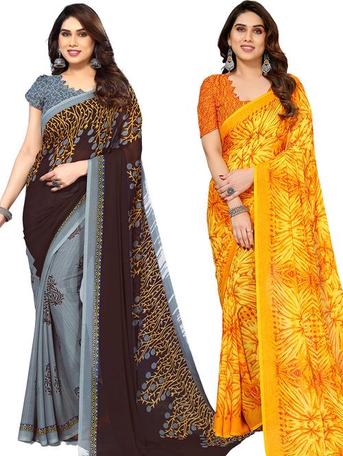pack of 2 printed sarees - 21441135 - Very Small Image - 1