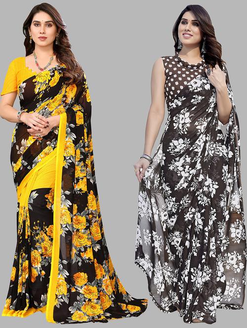 pack of 2 casual wear combo sarees with blouse - 21441136 - Very Small Image - 1