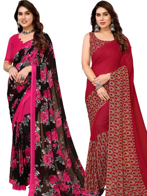 pack of 2 printed casual wear sarees - 21441139 - Very Small Image - 1