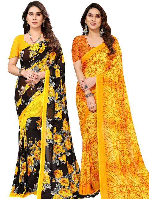 pack of 2 casual wear combo sarees with blouse - 21441148 - Very Small Image - 1