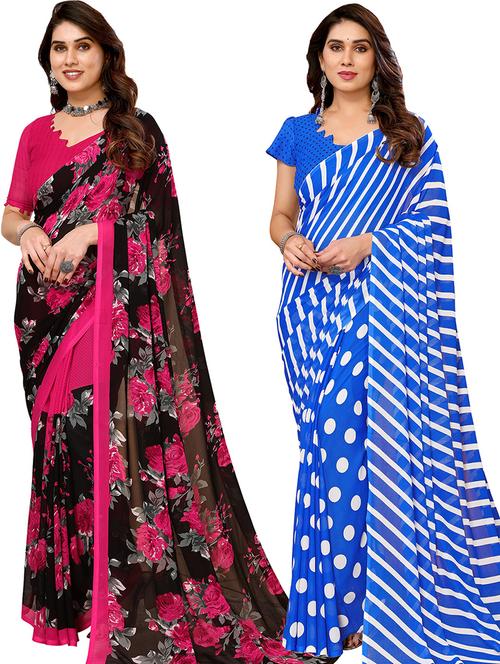 women pack of 2 casual wear sarees with blouse - 21441153 - Very Small Image - 1