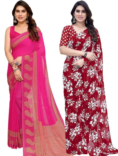 pack of 2 printed casual wear sarees - 21441160 - Very Small Image - 1