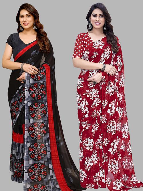 pack of 2 printed sarees - 21441162 - Very Small Image - 1