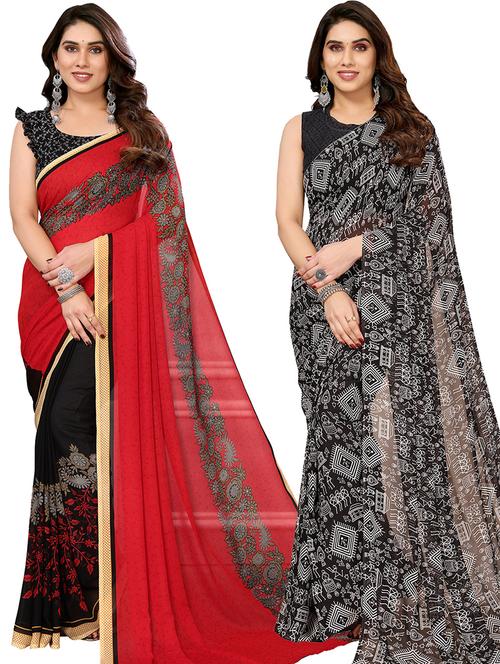 women pack of 2 casual wear sarees with blouse - 21441168 - Very Small Image - 1