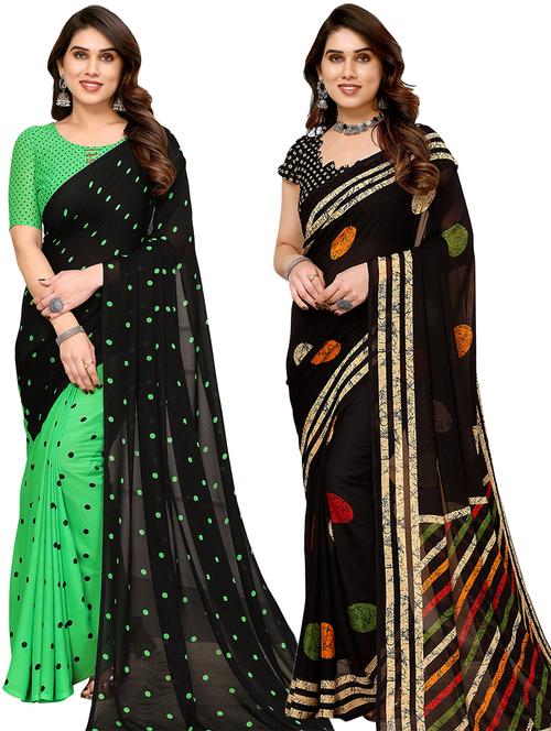 pack of 2 printed casual wear saree with blouse - 21441171 - Very Small Image - 1
