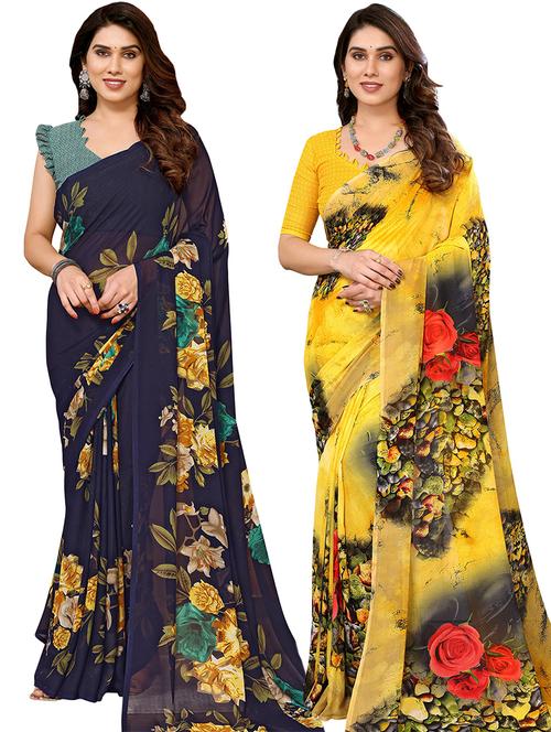 pack of 2 printed sarees - 21441181 - Very Small Image - 1
