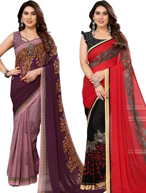 pack of 2 printed sarees - 21441201 - Very Small Image - 1
