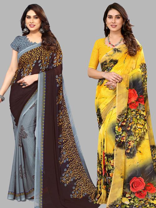 pack of 2 printed casual wear sarees - 21441203 - Very Small Image - 1