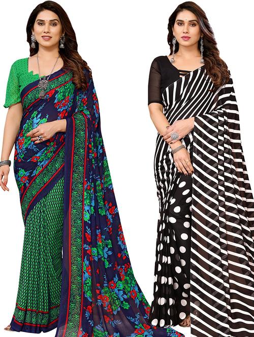 pack of 2 casual wear combo sarees with blouse - 21441205 - Very Small Image - 1
