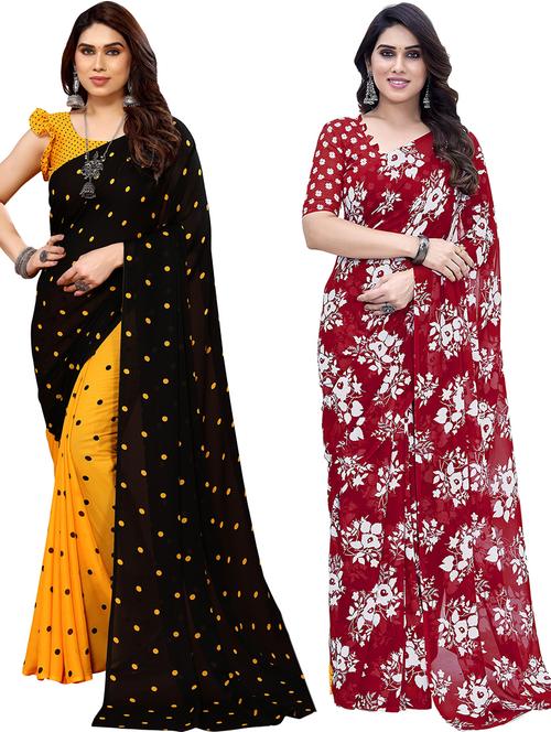 pack of 2 casual wear combo sarees with blouse - 21441237 - Very Small Image - 1