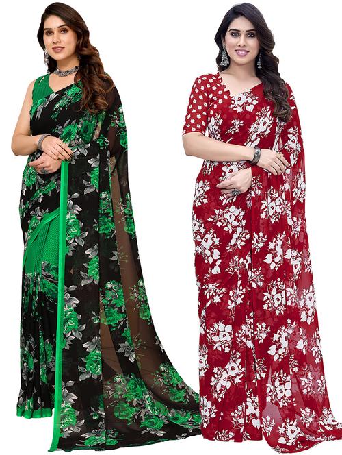 pack of 2 printed casual wear saree with blouse - 21441238 - Very Small Image - 1