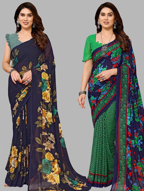  women pack of 2 casual wear combo sarees - 21441497 - Very Small Image - 1