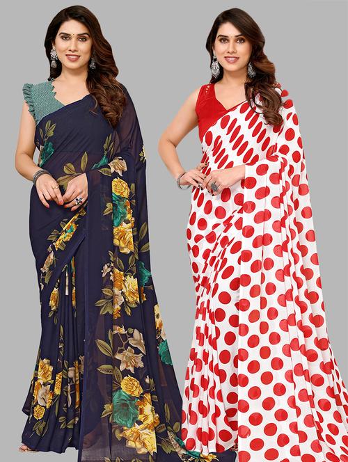  women pack of 2 casual wear combo sarees - 21441498 - Very Small Image - 1