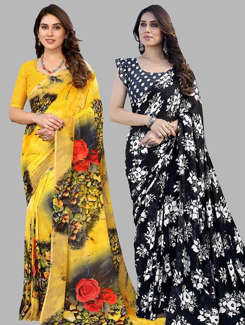  women pack of 2 casual wear combo sarees - 21441503 - Very Small Image - 1