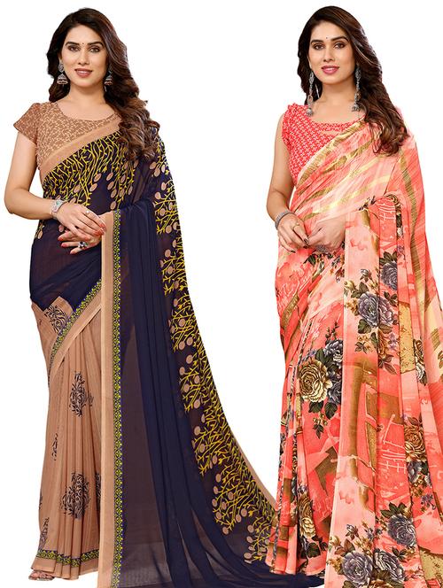 pack of 2 casual wear sarees - 21441504 - Very Small Image - 1