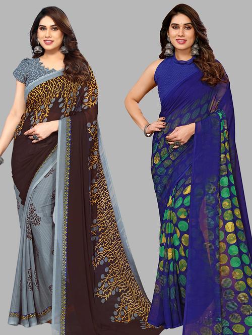  women pack of 2 casual wear combo sarees - 21441509 - Very Small Image - 1