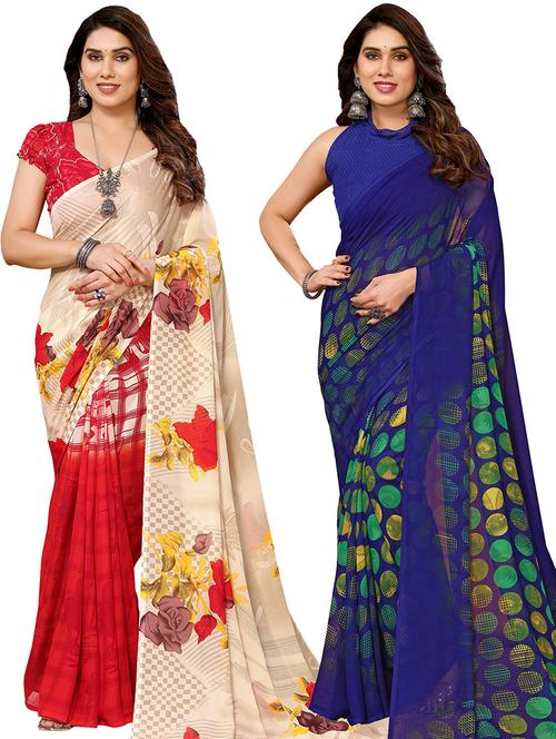  women pack of 2 casual wear combo sarees - 21441511 - Very Small Image - 1