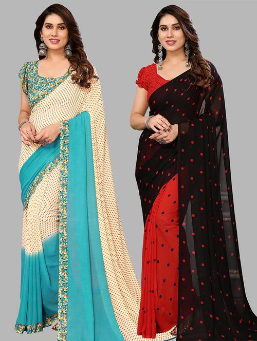  women pack of 2 casual wear combo sarees - 21441519 - Very Small Image - 1