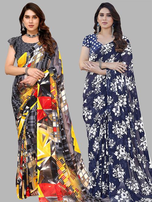  women pack of 2 casual wear combo sarees - 21441523 - Very Small Image - 1