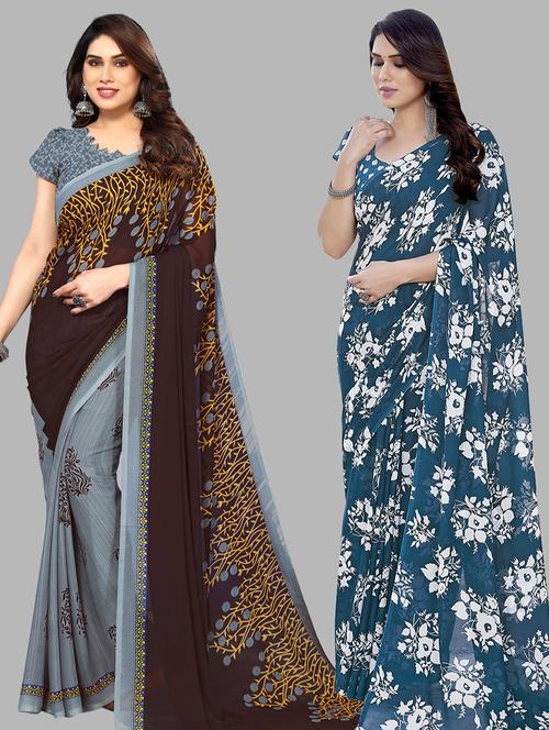  women pack of 2 casual wear combo sarees - 21441525 - Very Small Image - 1