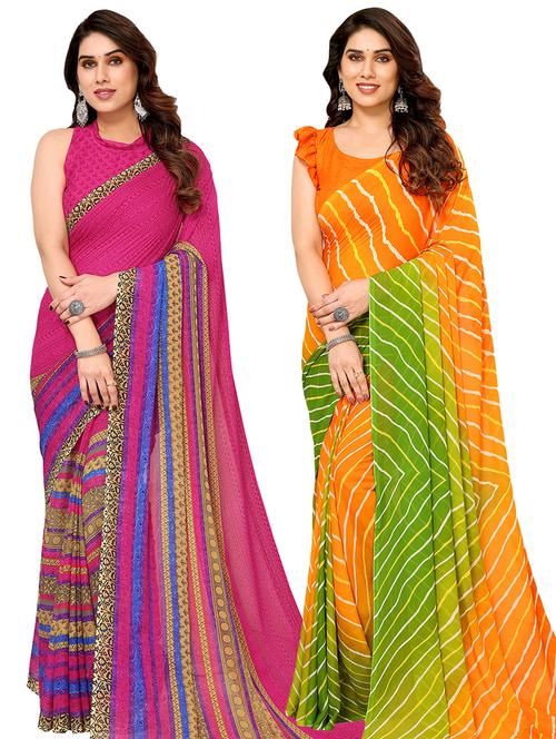 pack of 2 printed casual wear saree - 21441527 - Very Small Image - 1
