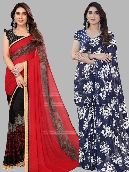 pack of 2 casual wear combo sarees with blouse - 21441529 - Very Small Image - 1